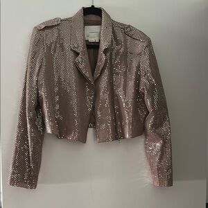 Anthropologie Shimmering Pink Bomber Jacket